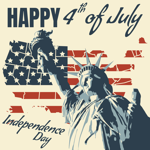 Cartoon Statue of Liberty and US Map 4th of July Template